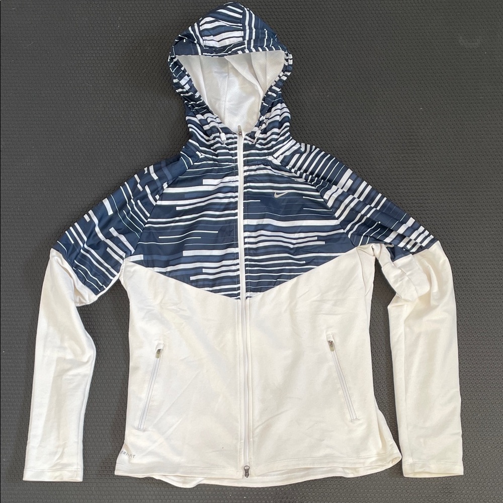 Nike Women’s Sz M Dri-FIT Blue and White Running Jacket